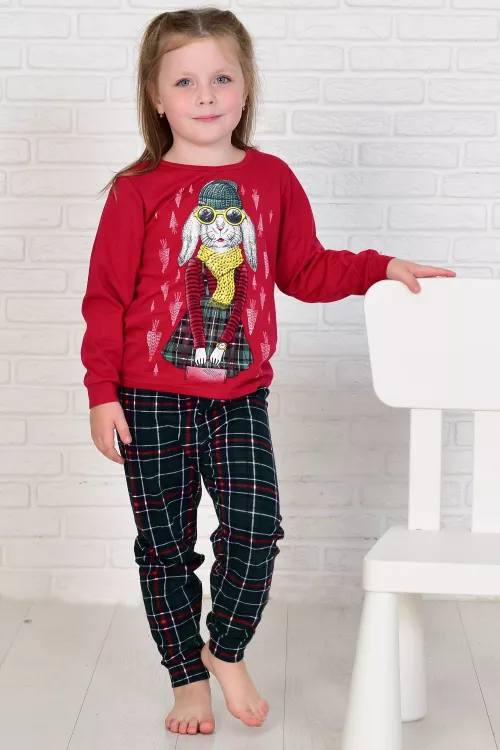 Пижама детская 7-306 (марсала), Кролик в шапке