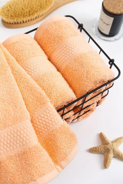 Полотенце махровое - Персиковый
