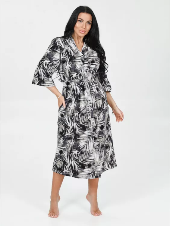 Халат 397289 велюровый листья последний размер