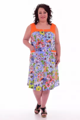 Халат женский 3-192б (голубой+оранжевый)