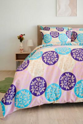 Пододеяльник поплин - Медальоны, цвет сине-фиолетовый