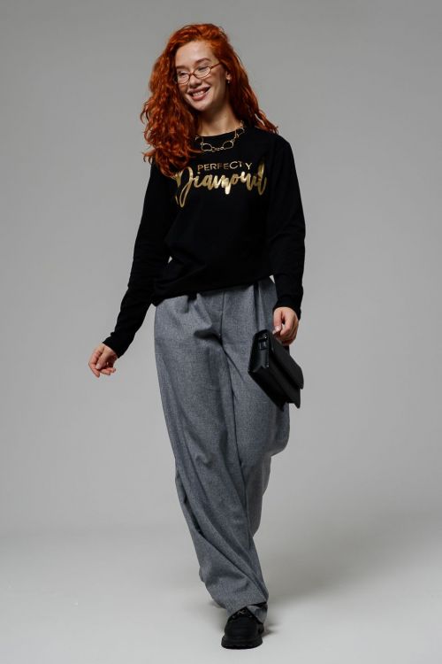 Футболка 48766 черный+ бриллиант последний размер