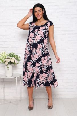 Платье 129840 цветы в диагональ последний размер