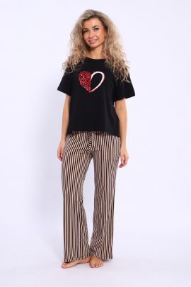 Пижама 46630 сердце черный последний размер