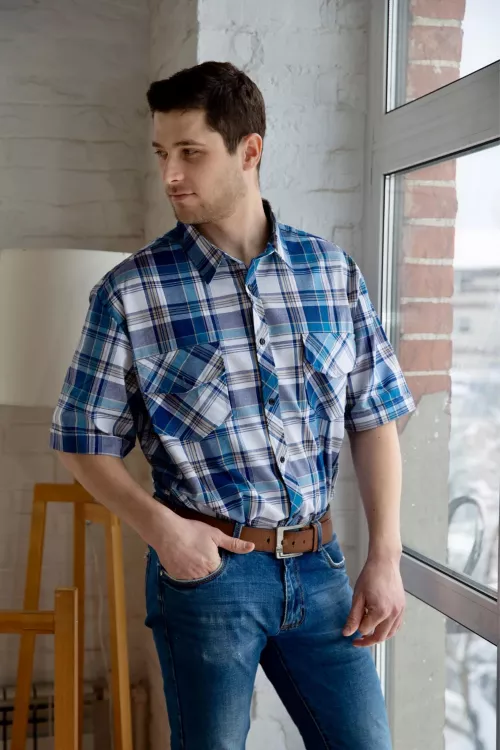 Рубашка мужская шотландка Премиум С К/Р Арт. 5315