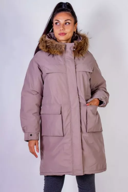 Парка 619 зимняя натуральный мех коричневый последний размер