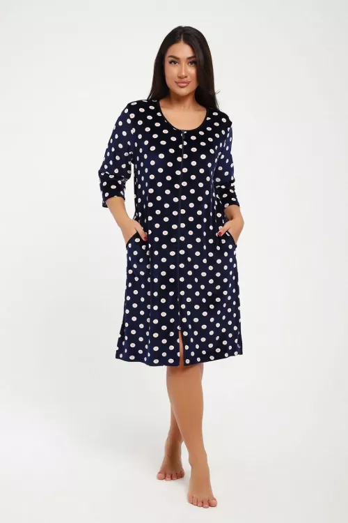 Халат 15414 велюровый горох последний размер