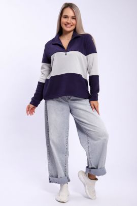 Толстовка 654 КолорБлок темно-синий + серый последний размер