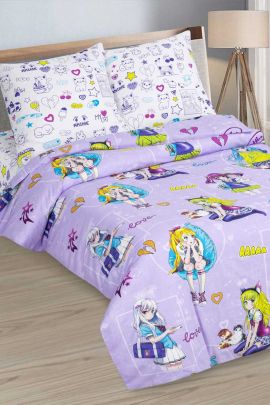 КПБ поплин 1,5 сп. с 1 нав. 70*70 с детским рисунком (молния) - Аниме