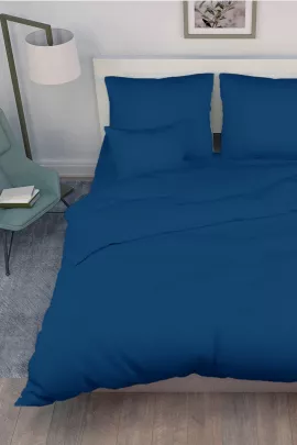 Постельное белье поплин гладкокрашеный - Голубой сапфир