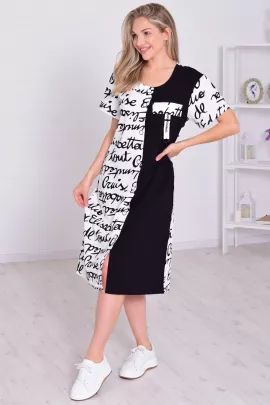 Халат женский 3-212 (черный+белый)