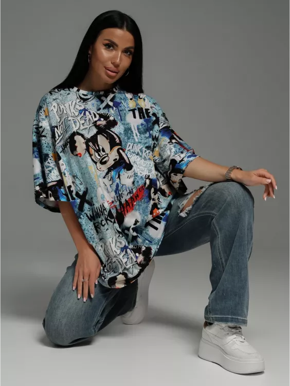 Ирбис футболка женская (Микки джинс)