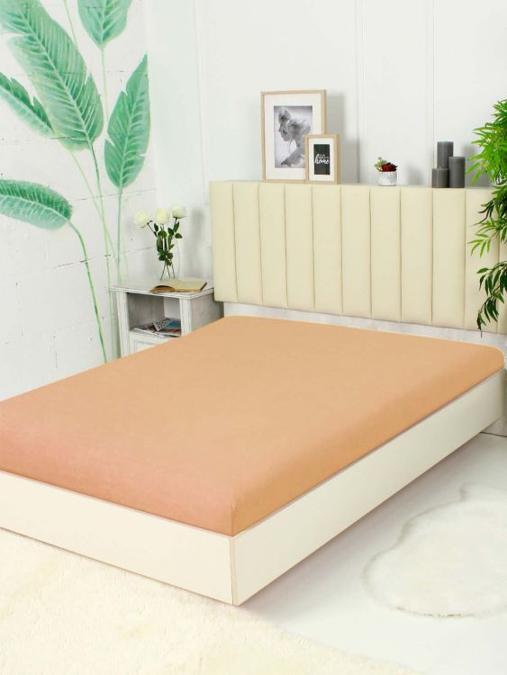 Простыня на резинке Махра - Персик